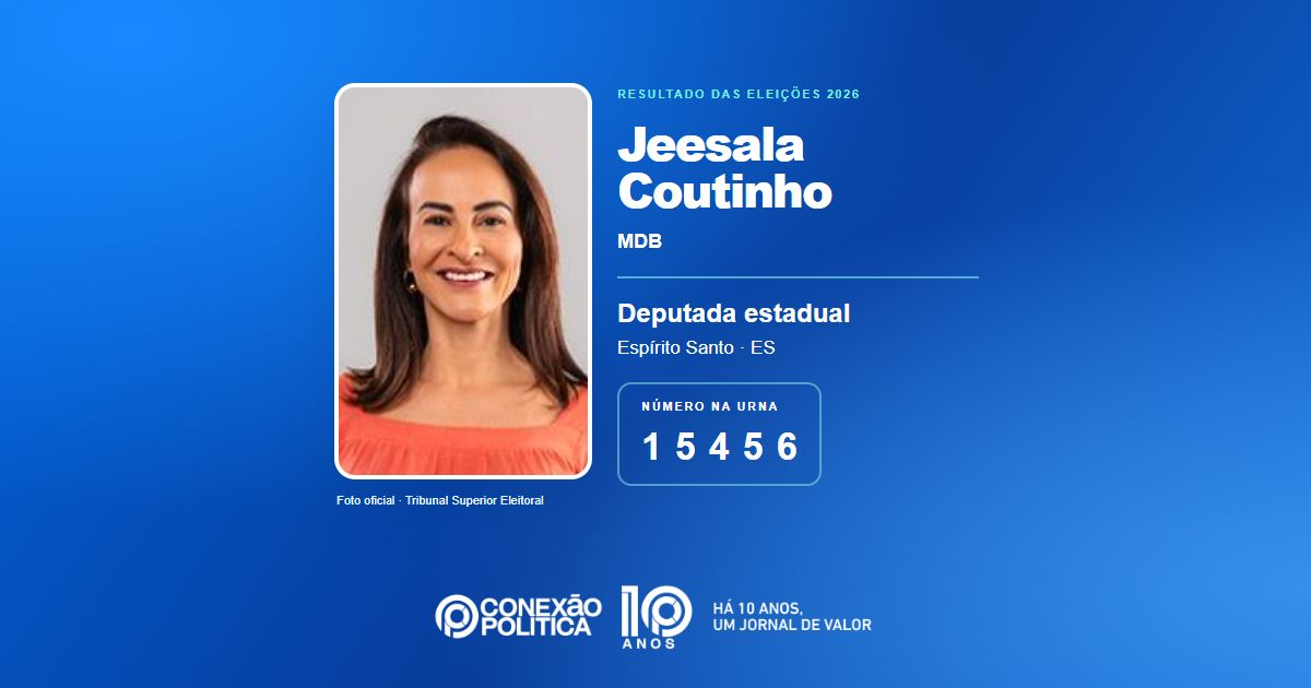 Foto oficial de Deputado Estadual — Eleições 2026: Jeesala Coutinho, do MDB, é eleita deputada estadual no ES com 26.734 votos
