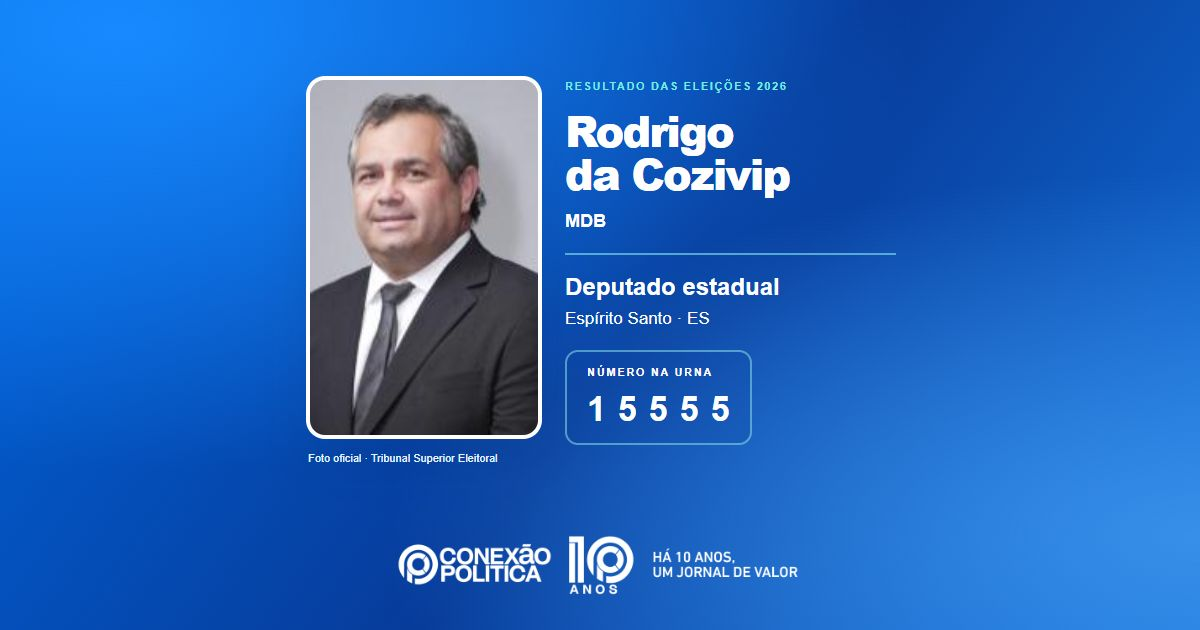 Foto oficial de Deputado Estadual — Eleições 2026: Rodrigo da Cozivip, do MDB, é eleito deputado estadual no ES com 21.956 votos